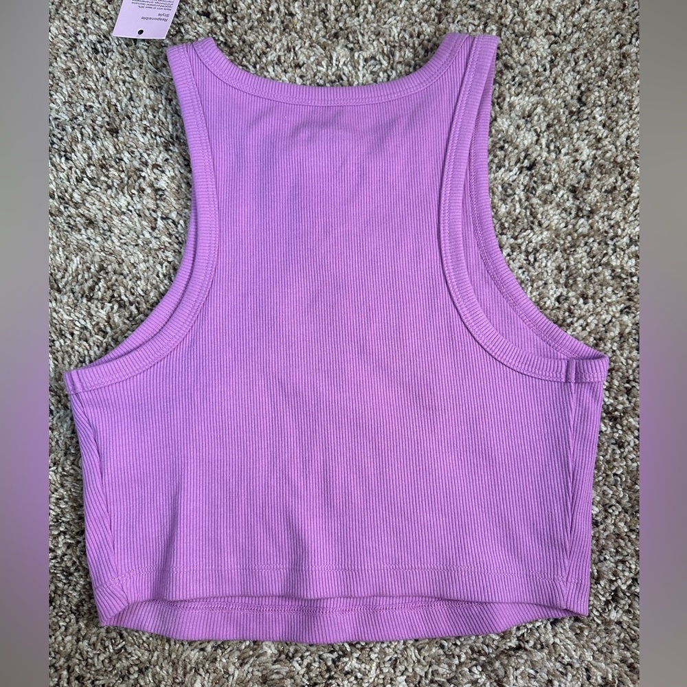 Wild Fable‎ Ribbed High Neck Crop Tank Purple NWT (S) - Picture 6 of 8